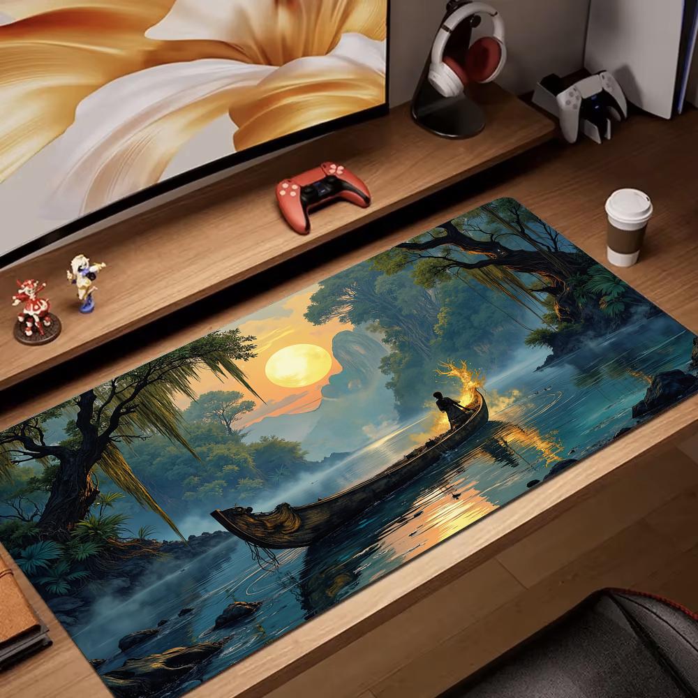 Gaming Accessories Officeworks - แผ่นรองเมาส์ไม้ลายเรือขนาดใหญ่ แผ่นรองโต๊ะทำงาน อุปกรณ์เสริมสำหรับเกมเมอร์ พีซี แผ่นรองเมาส์สำหรับเล่นเกม เหมาะสำหรับการทำงานและเล่นเกม
