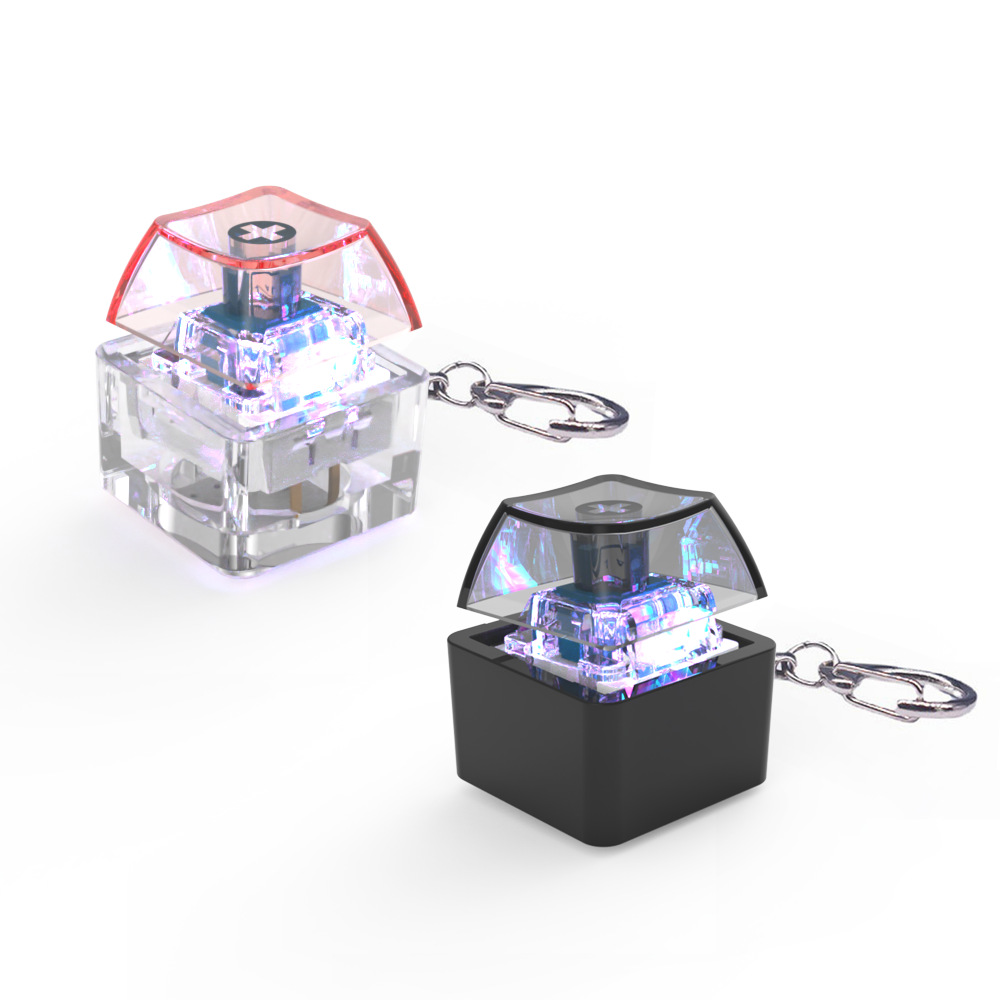 Keyboard Switch Tester - คีย์บอร์ดกลไกกุญแจห่วงโซ่ทดสอบเพลาพวงกุญแจสวิตช์พร้อมไฟ LED บรรเทาความเครียดคีย์บอร์ดของเล่น Fidget keycap งูของเล่น