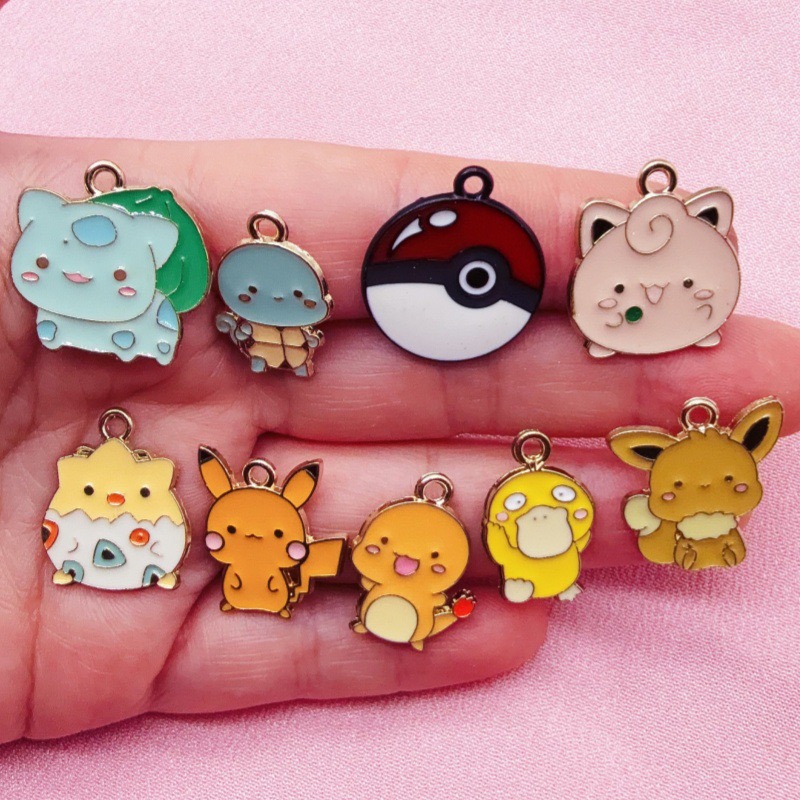 Gaming Accessories Gifts - 10 ชิ้น อุปกรณ์ตกแต่งเครื่องประดับลายการ์ตูนแบบเคลือบน้ำมัน สำหรับทำสร้อยข้อมือ DIY จี้พวงกุญแจ