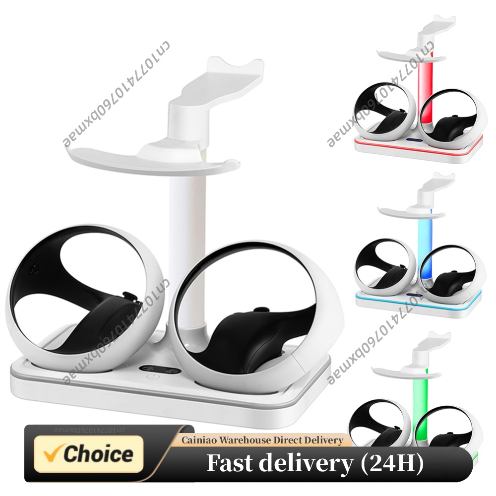 Headset Stand Rgb - แท่นชาร์จคอนโทรลเลอร์แบบแม่เหล็ก พร้อมไฟ RGB สีสันสดใส ที่เก็บแว่นตาและอุปกรณ์เสริมสำหรับจอยแพด VR2