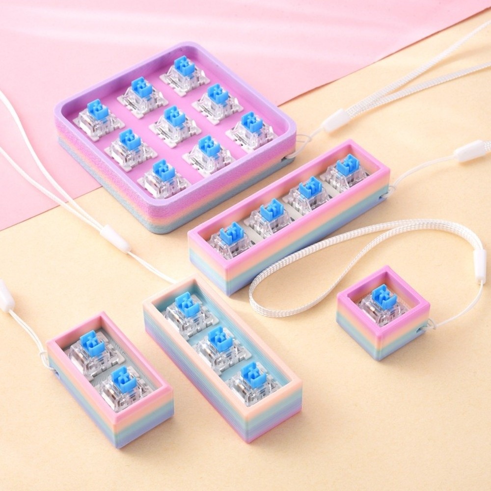 Keyboard Switch Tester - เครื่องทดสอบสวิตช์คีย์บอร์ดพลาสติกแบบกลไก พร้อมสายคล้องคอ ที่วางสวิตช์คีย์บอร์ดแบบไล่เฉดสีรุ้ง สไตล์พวงกุญแจ