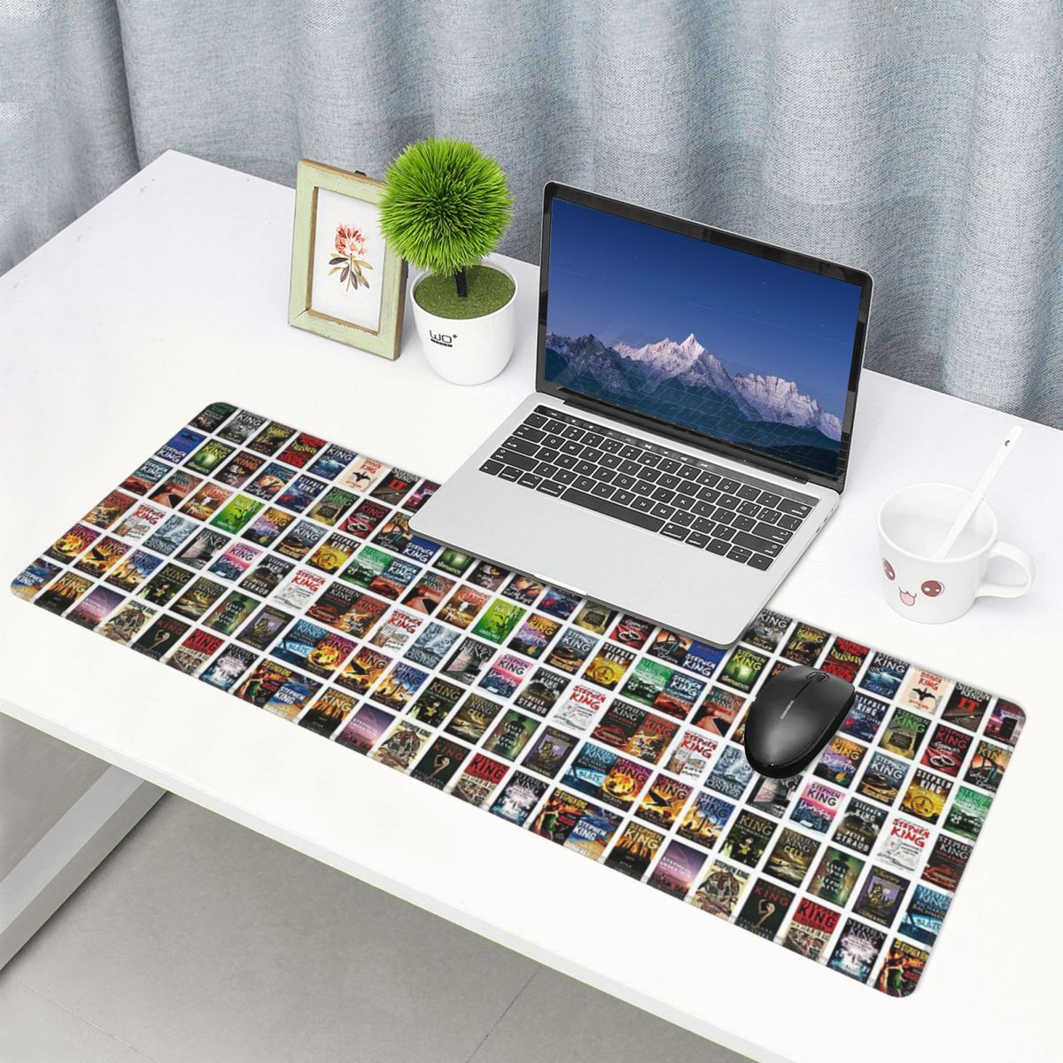 Gaming Accessories Officeworks - แผ่นรองเมาส์ขนาดใหญ่ ลายผลงานครบชุดของสตีเฟน คิง สำหรับเกมเมอร์ แผ่นรองคอมพิวเตอร์ แล็ปท็อป