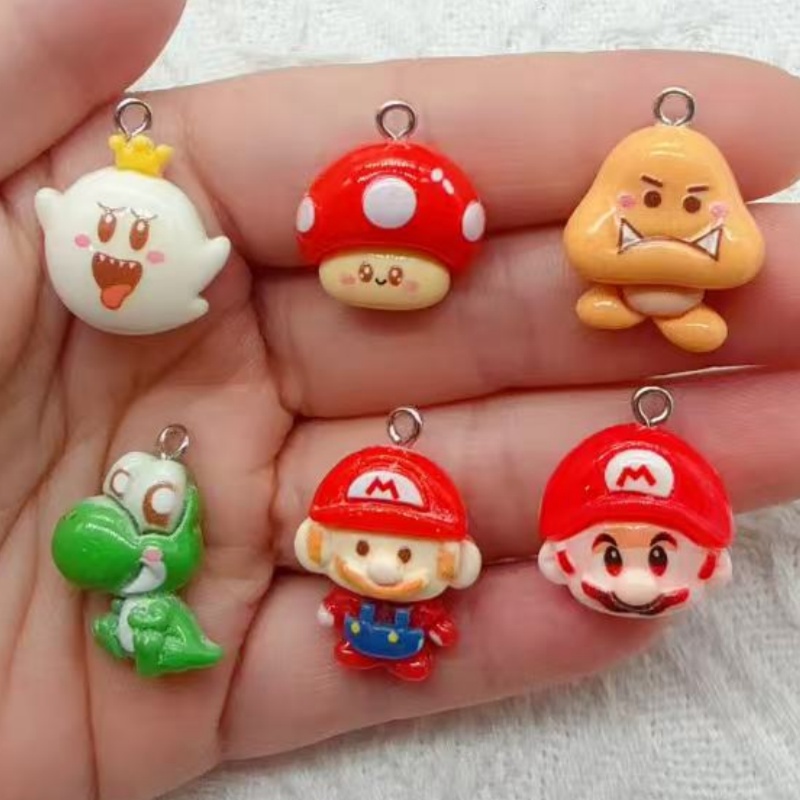 Gaming Accessories Gifts - จี้การ์ตูนเรซิน 10 ชิ้น, อุปกรณ์ทำเครื่องประดับ DIY, ต่างหู,